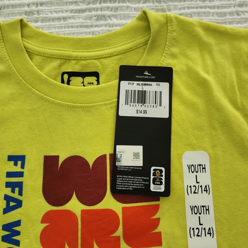 FIFA World Cup 26 Kids Youth Large 12/14 Lime Green Graphic T-Shirt - Picture 2 of 2